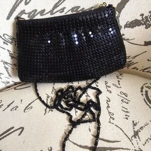 Handbag Black Sequins Mesh w/chain Strap Gold Hardware Women’s Bag